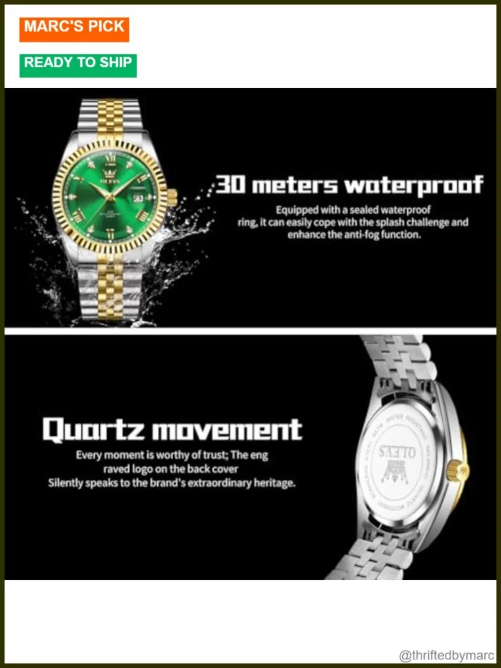 OLEVS Men Dress Watch Stainless Steel Luminous Date Quartz